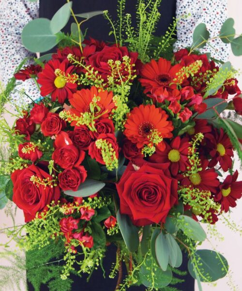 Le bouquet souvenir du fleuriste - rouge - Livraison de fleurs deuil - Interflora
