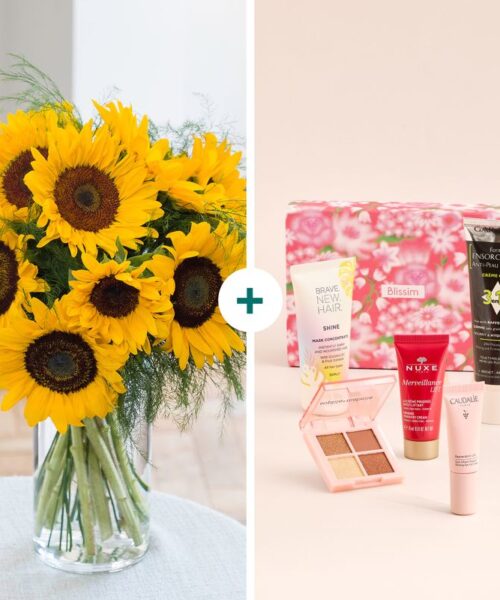 Brassée de tournesols et sa box beauté Blissim - Interflora - Livraison de fleurs