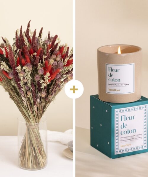 Lovely Carmin & bougie - Fleurs séchées - Interflora